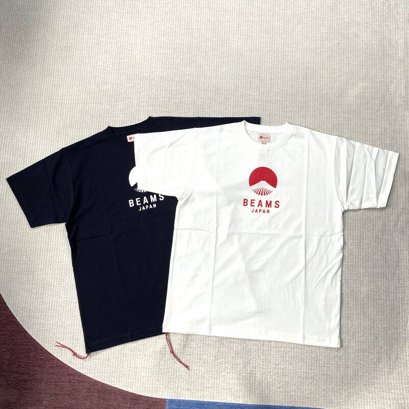 Beams Japan เชือกแดงรุ่นลิมิเต็ดภูเขาฟูจิสไตล์ญี่ปุ่นสไตล์สตรีท CITY BOY เสื้อยืดคอกลมแขนสั้นคู่รัก