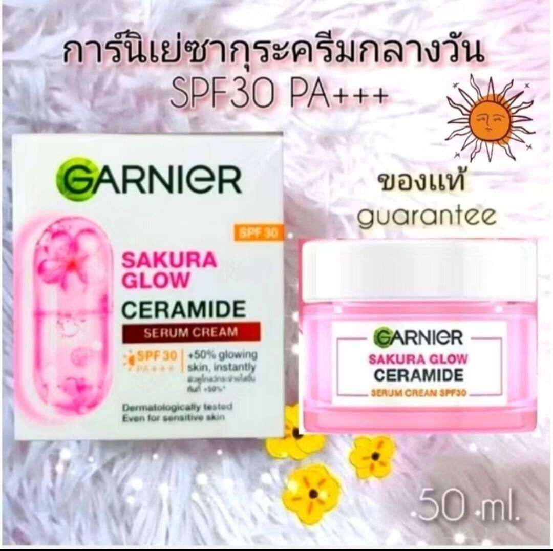 Garnier Sakura 100% Authentic Daytime Facial Cream Garnier Sakura Glow Serum Cream Spf30Pa+++Garnier Sakura Day Cream ราคา 239 บาท*ส่งฟรี