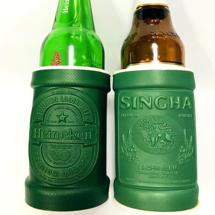 ปลอกเบียร์ งานปั้มนูน หนา คมชัด สวย Stubbie Cooler