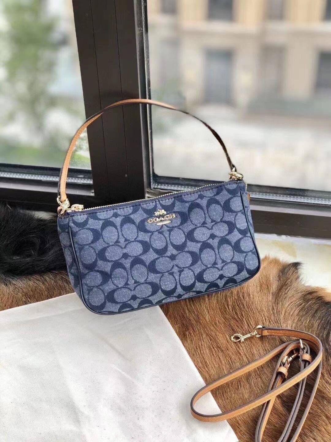 Coach Messicoo Top Handle Pouch In Signature Coated Canvas - Mini heart ...