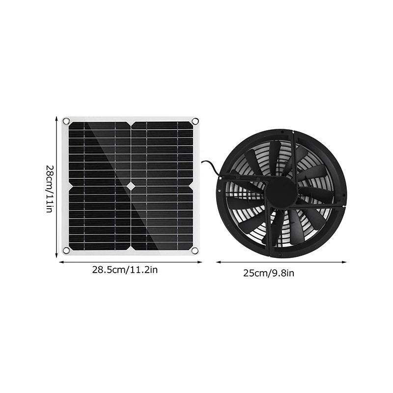 พัดลมขนาดใหญ่ 25 ซม. 100W ใช้พลังงานแสงอาทิตย์