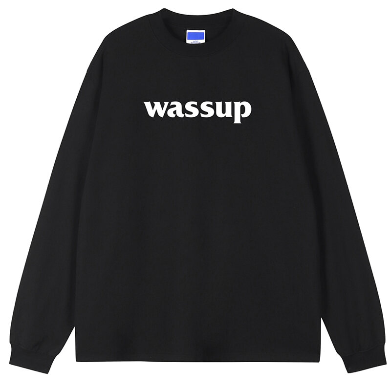 Wassup เส อย ดแขนยาวพ มพ ลายแบรนด แฟช นส ขาวส ดำแฟช นสไตล จ นเส อ Wassup เส อย ดแขนยาวพ มพ ลายแบรนด แฟช นส ขาวส ดำแฟช นสไตล จ นเส อ