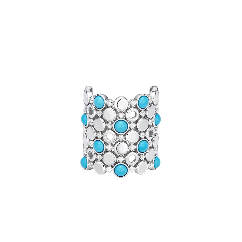 HUSSAIN | Blue Turquoise Sterling Silver Open Ring ราคา 12,549 บาท*ส่งฟรี