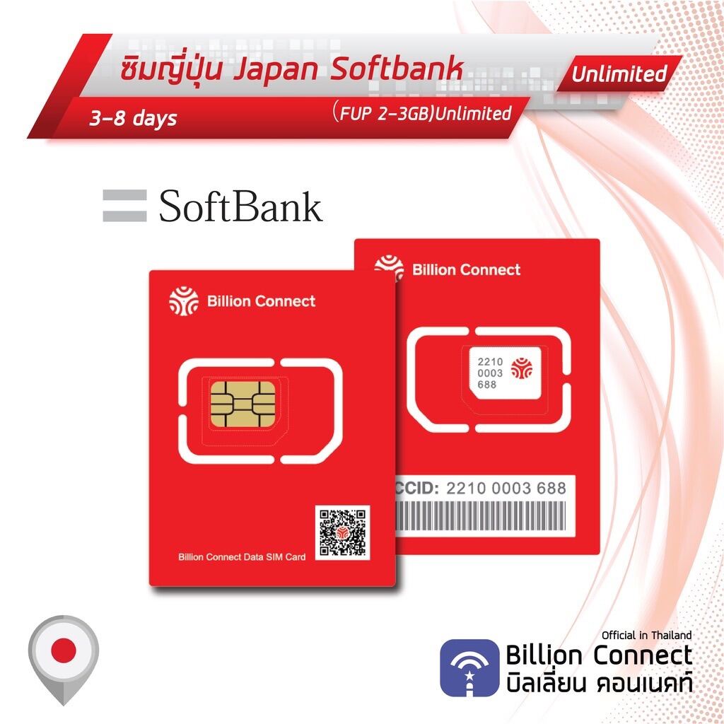 Japan Sim Card Unlimited SoftBank Unlimited FUPซิมญี่ปุ่น 38 วัน by